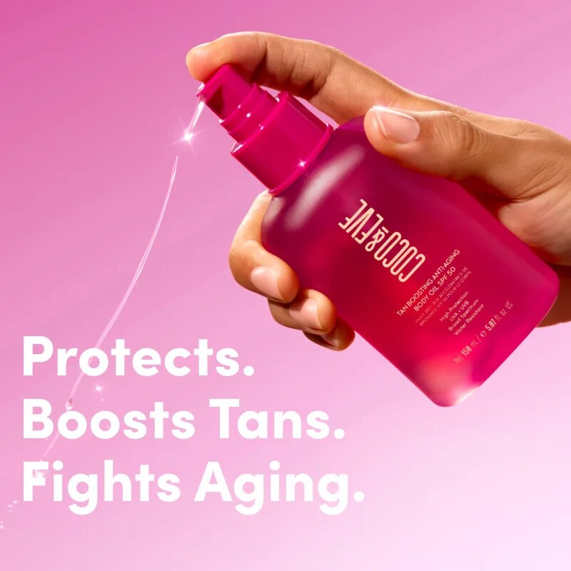 Coco & Eve Sunny Honey Tan Boosting Anti-Aging Body Oil SPF 50 ochranný olej urychlující opalování proti stárnutí pokožky SPF 50 150 ml