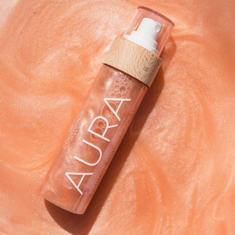 COCOSOLIS AURA Peptide Shimmer Spray hydratační sprej s rozjasňujícím efektem s vůní malin 100 ml
