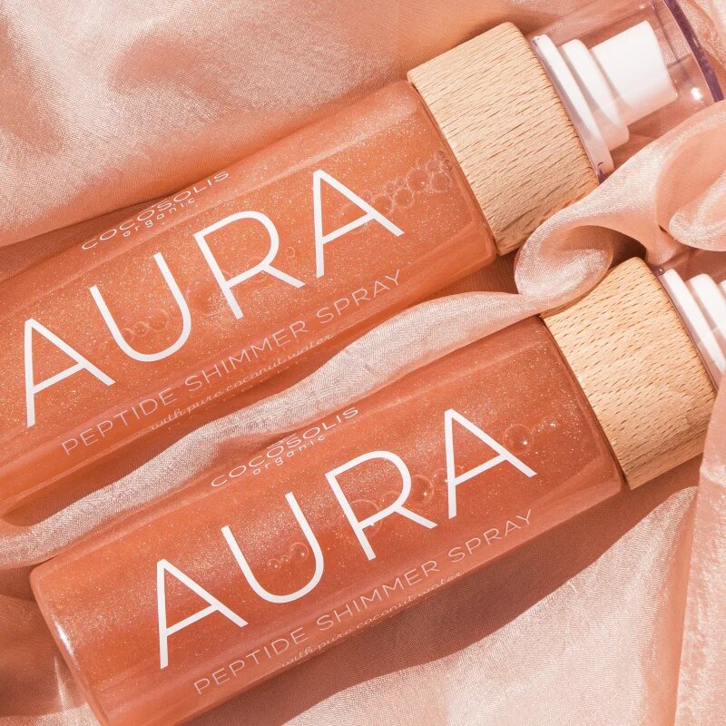 COCOSOLIS AURA Peptide Shimmer Spray hydratační sprej s rozjasňujícím efektem s vůní malin 100 ml