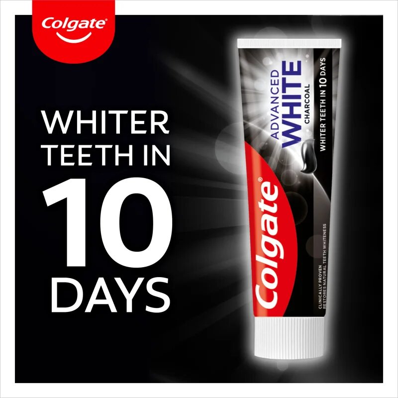 Colgate Advanced White Charcoal bělicí zubní pasta s aktivním uhlím 75 ml