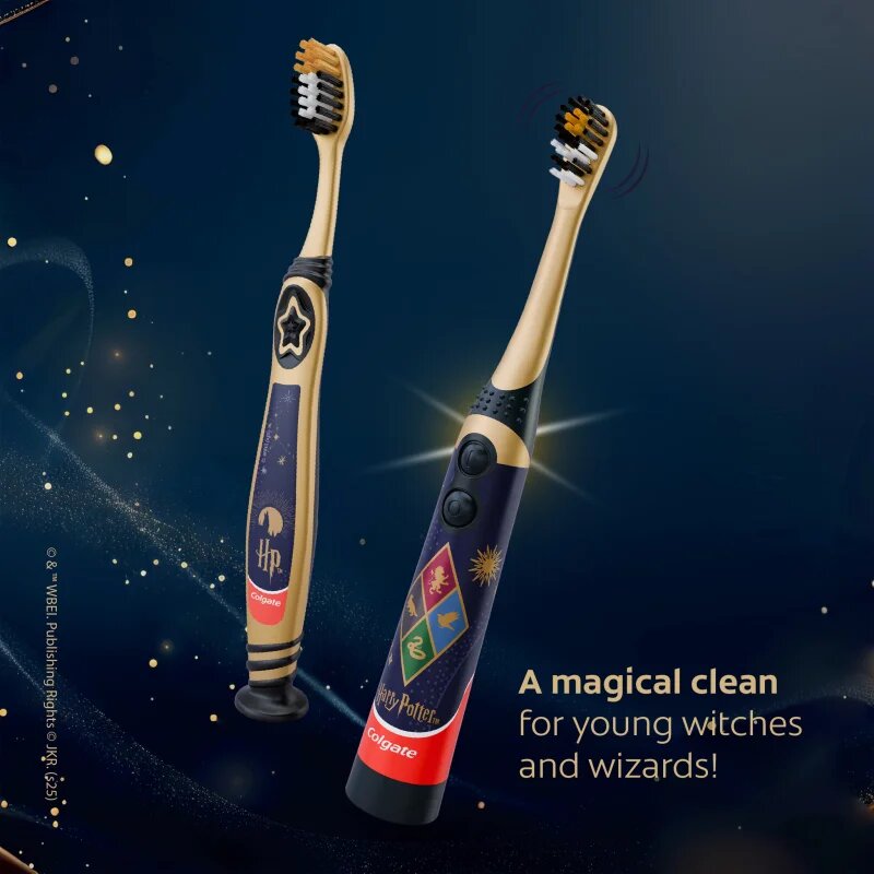 Colgate Harry Potter bateriový dětský zubní kartáček extra soft Silver 1 ks
