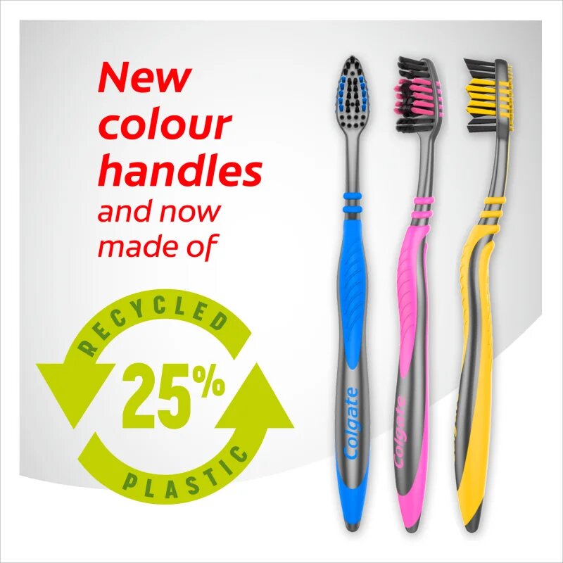 Colgate Zig Zag Charcoal zubní kartáčky medium 3 ks