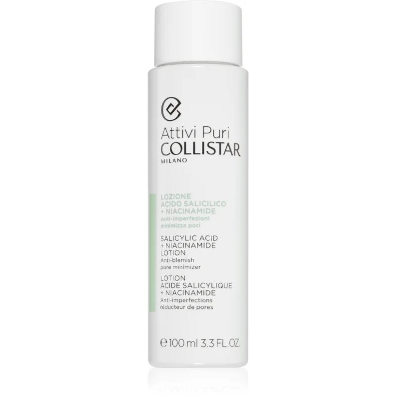 Collistar Attivi Puri Salicylic Acid + Niacinamide pleťové tonikum pro zmenšení pórů 100 ml