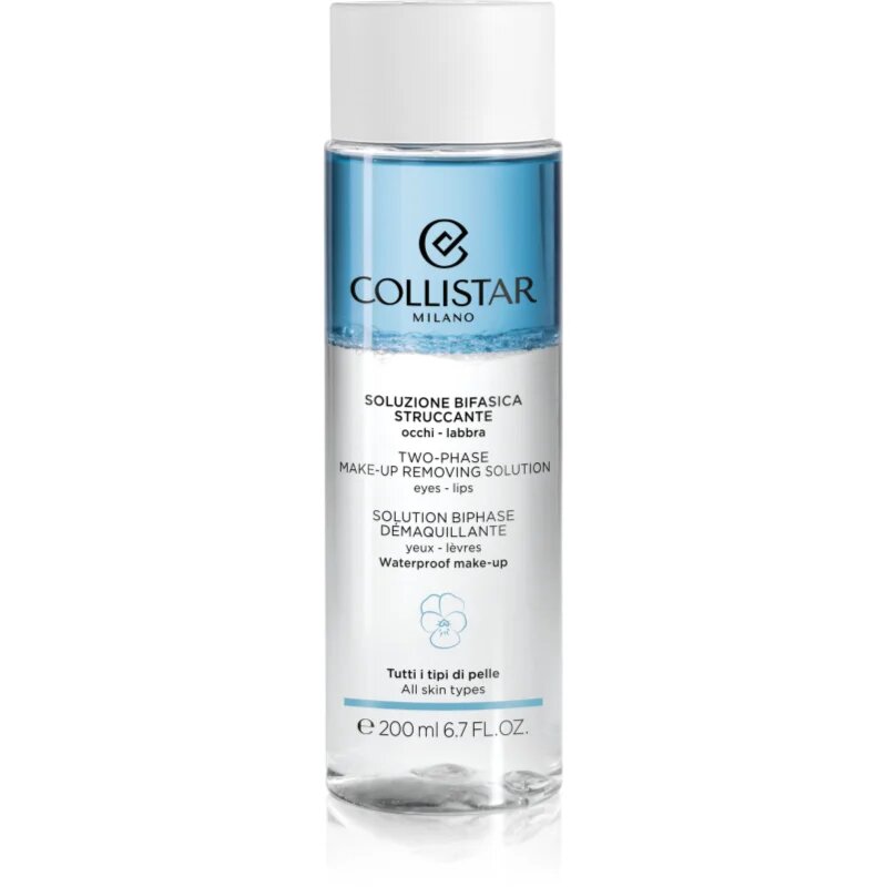 Collistar Cleansing Two-phase Make-up Removing Solution Eyes-Lips dvoufázový odličovač voděodolného make-upu na oči a rty 200 ml