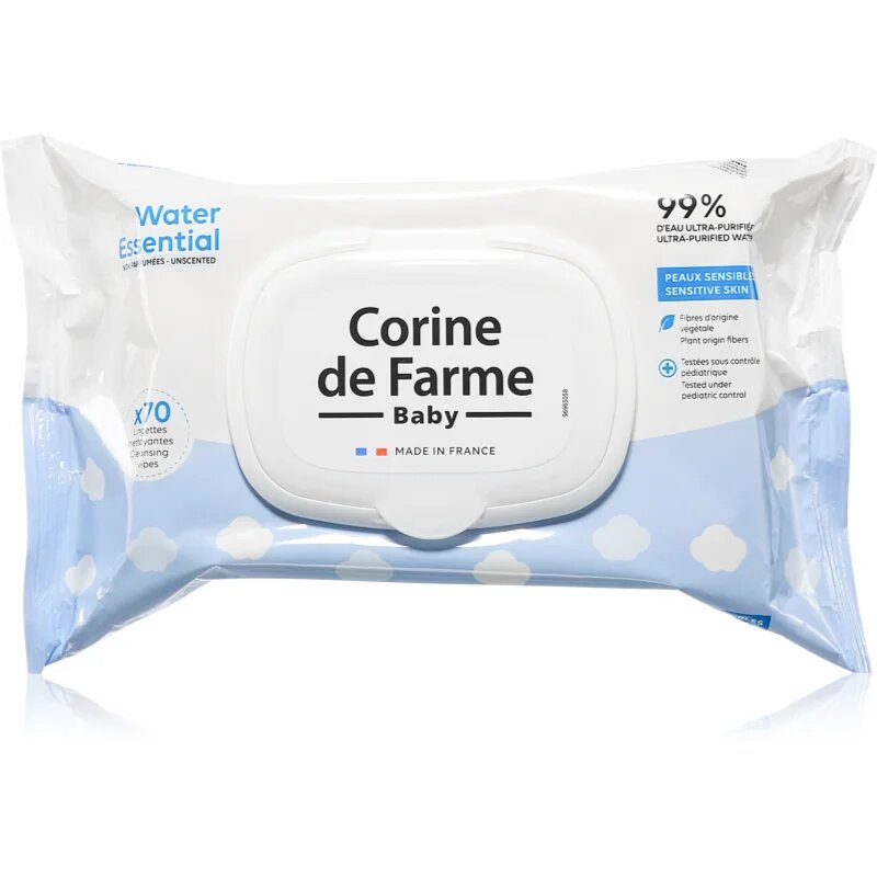 Corine de farme Water Wipes dětské jemné vlhčené ubrousky 70 ks