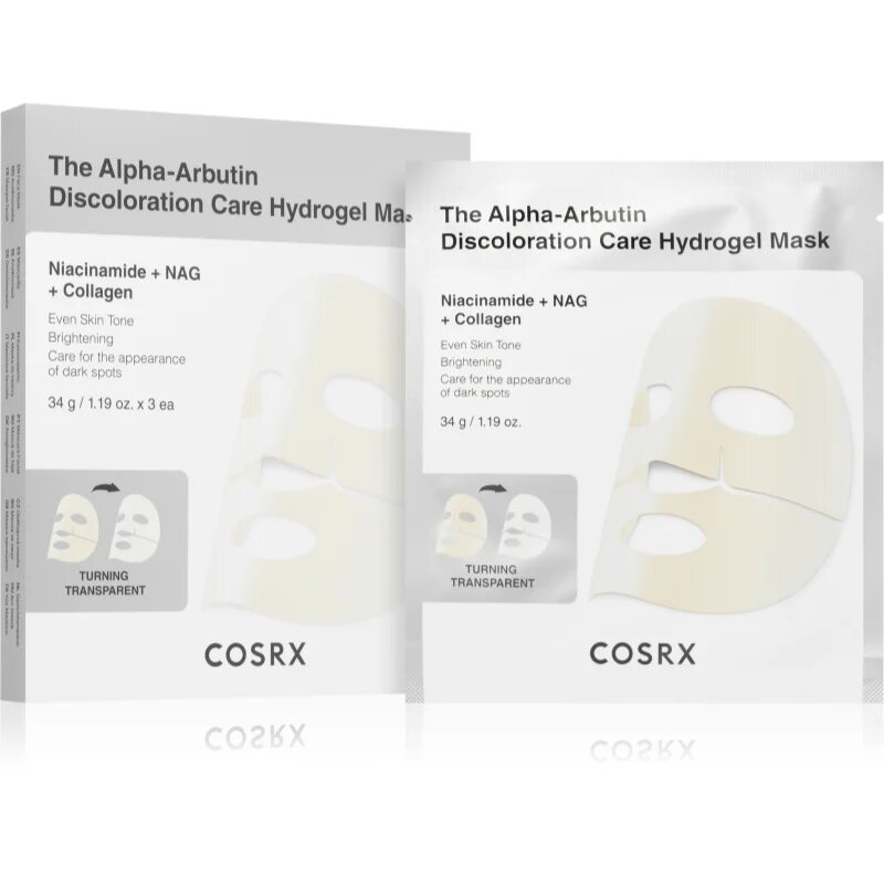 Cosrx The Alpha-Arbutin Discoloration Care hydrogelová maska pro sjednocení barevného tónu pleti 3x34 g