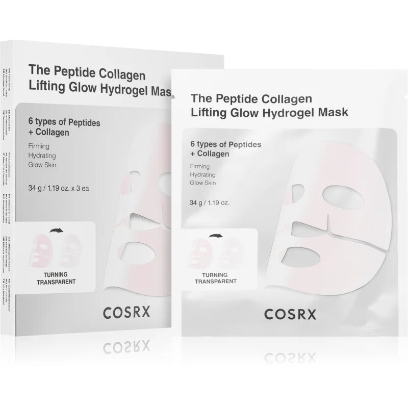 Cosrx The Peptide Collagen Lifting Glow Hydrogel Mask zpevňující pleťová maska s hydratačním účinkem 3x34 g