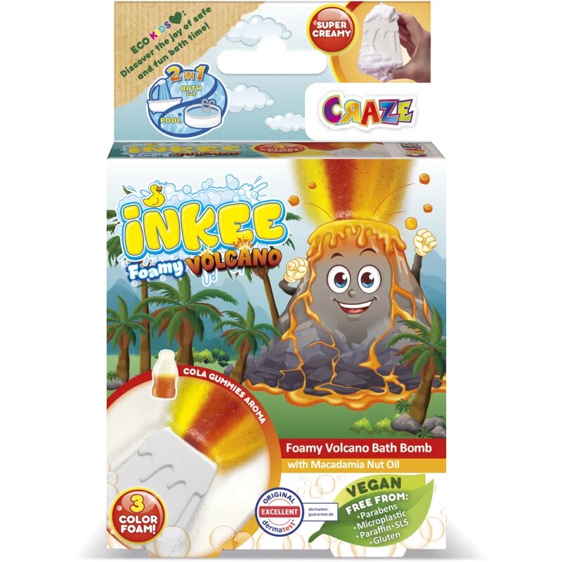 Craze INKEE Foamy Volcano koupelová bomba pro děti 1 ks