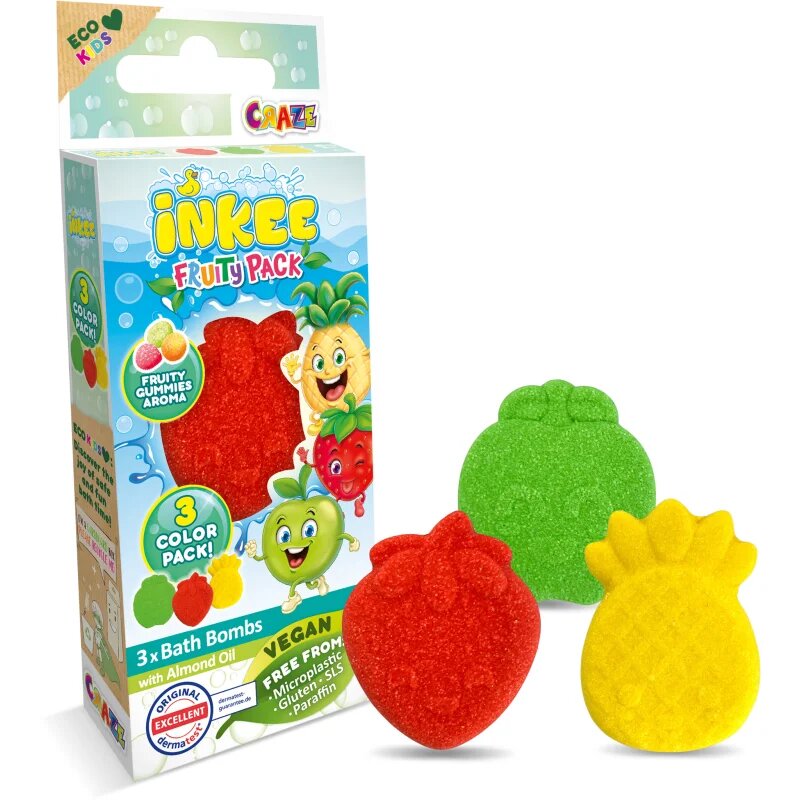Craze INKEE Fruity Pack koupelová bomba pro děti 3x15 g