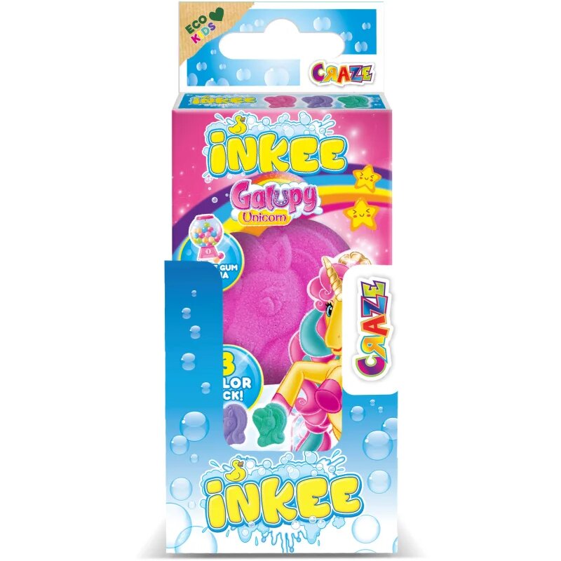 Craze INKEE Galupy Unicorn koupelová bomba pro děti 3x15 g
