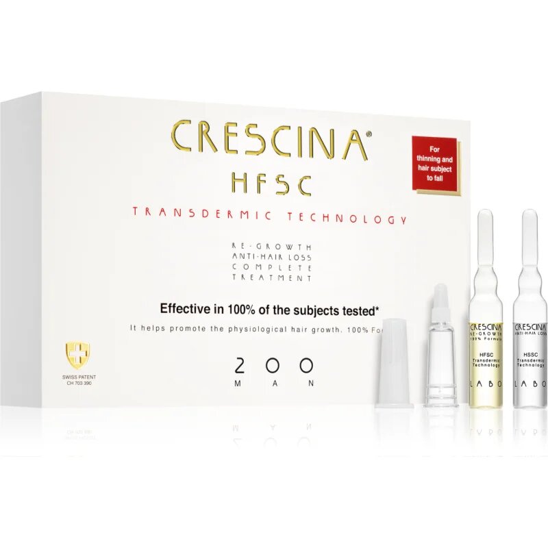 Crescina Transdermic 200 Re-Growth and Anti-Hair Loss péče pro podporu růstu a proti vypadávání vlasů pro muže 20x3.5 ml
