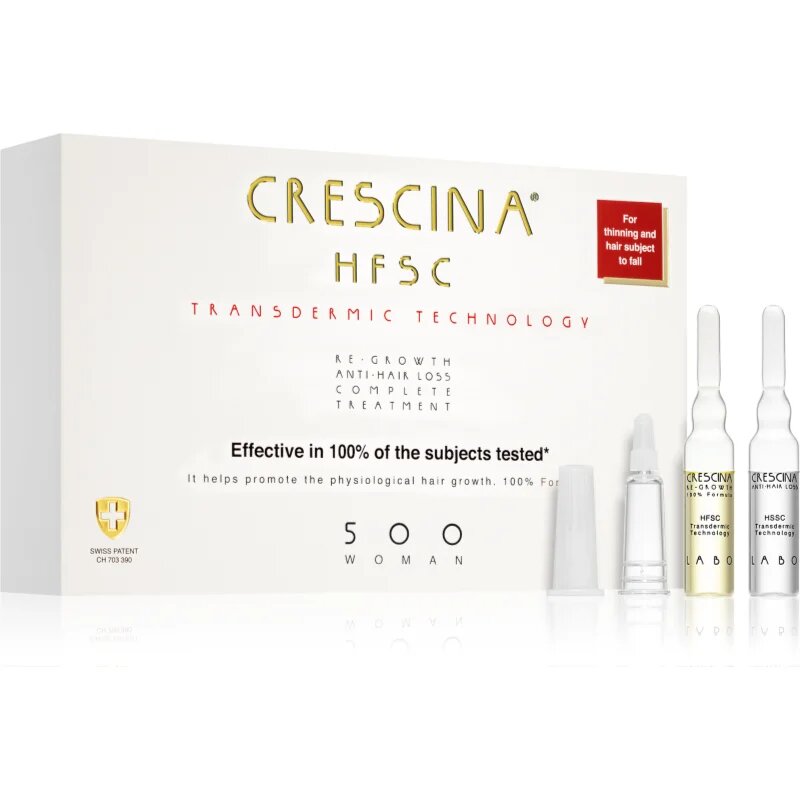 Crescina Transdermic 500 Re-Growth and Anti-Hair Loss péče pro podporu růstu a proti vypadávání vlasů pro ženy 20x3.5 ml