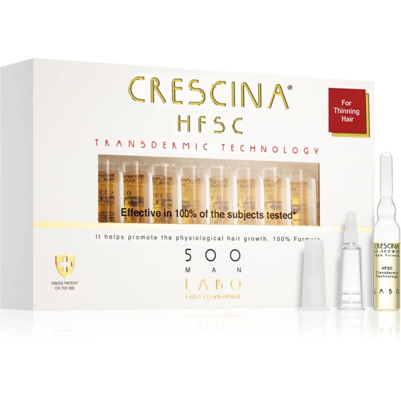 Crescina Transdermic 500 Re-Growth péče pro podporu růstu vlasů pro muže 20x3.5 ml