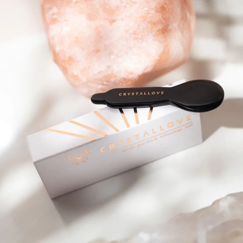 Crystallove Black Obsidian Spoon Eye Gua Sha masážní pomůcka na oční okolí 1 ks