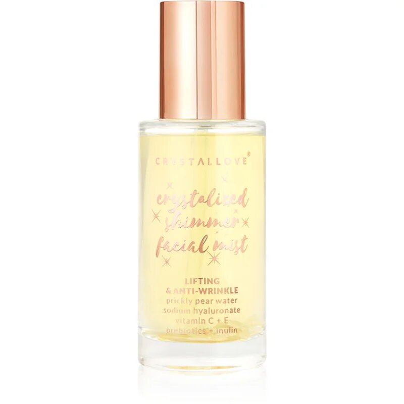 Crystallove Clear Quartz Shimmer Facial Mist pleťová mlha pro rozjasnění a hydrataci 100 ml