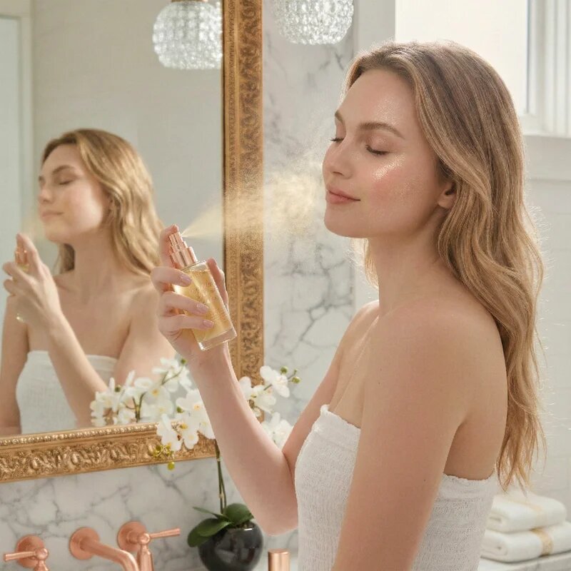 Crystallove Clear Quartz Shimmer Facial Mist pleťová mlha pro rozjasnění a hydrataci 100 ml