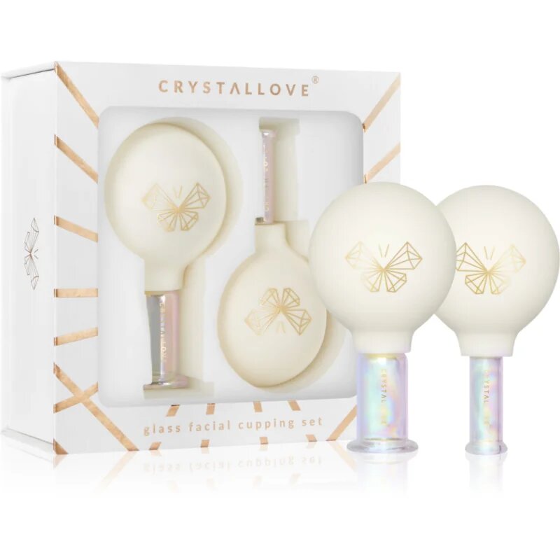 Crystallove Glass Facial Cupping Set sada masážních pomůcek na obličej krk a dekolt 2 ks