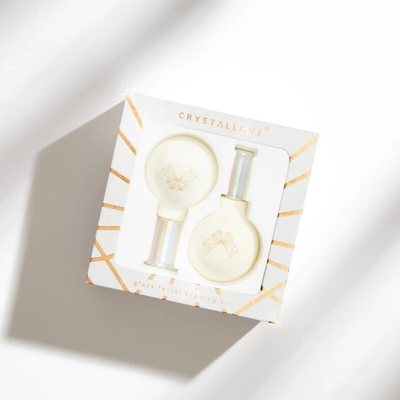 Crystallove Glass Facial Cupping Set sada masážních pomůcek na obličej krk a dekolt 2 ks