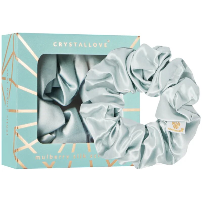 Crystallove Mulberry Silk Scrunchie hedvábná gumička do vlasů Amazonite 1 ks