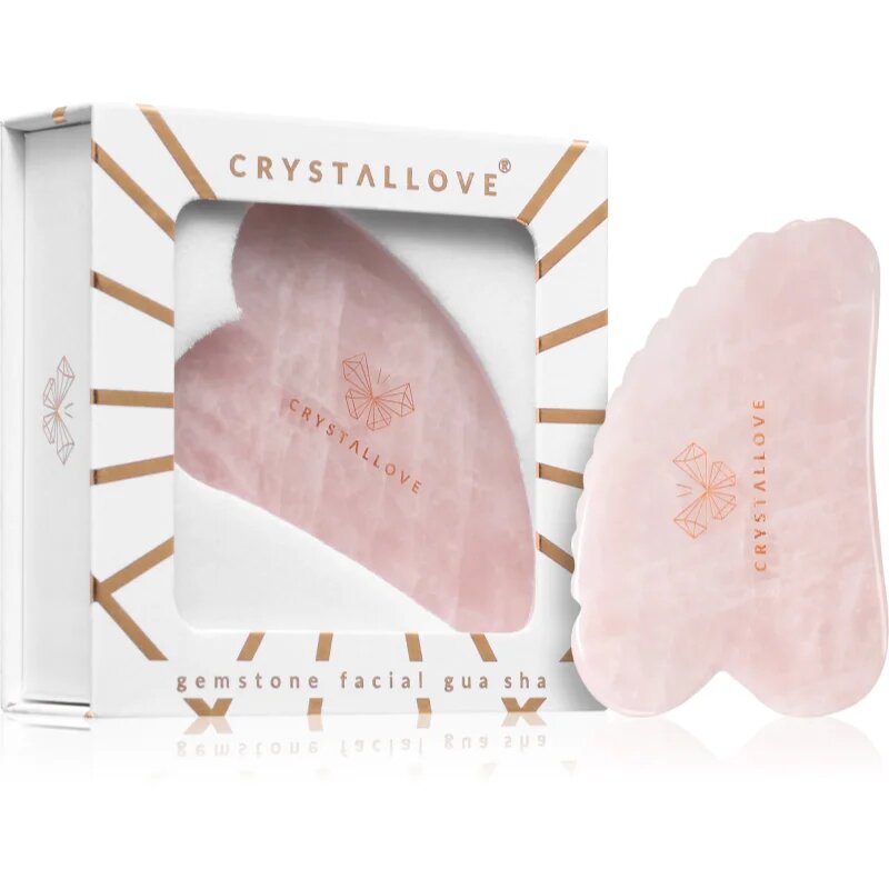 Crystallove Rose Quartz 3D Gua Sha masážní pomůcka 1 ks