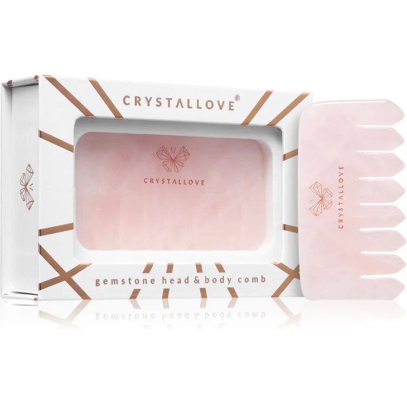 Crystallove Rose Quartz Comb masážní pomůcka na vlasy a tělo 1 ks