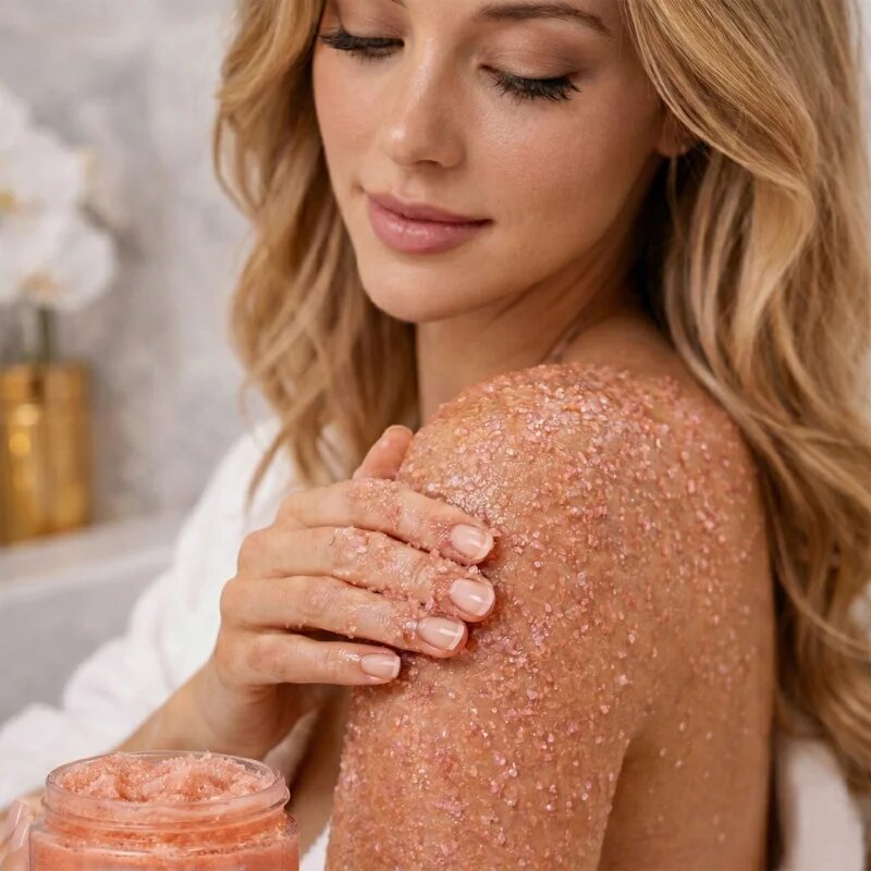 Crystallove Rose Quartz Shimmer Body Scrub tělový peeling 200 g