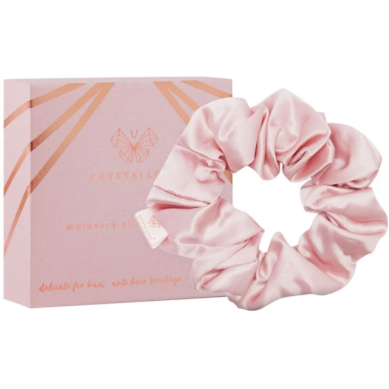 Crystallove Silk Scrunchie hedvábná gumička do vlasů Rose 1 ks