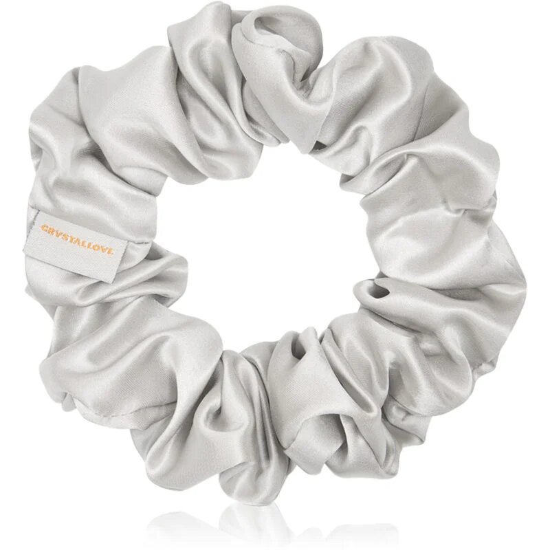 Crystallove Silk Scrunchie hedvábná gumička do vlasů Silver 1 ks