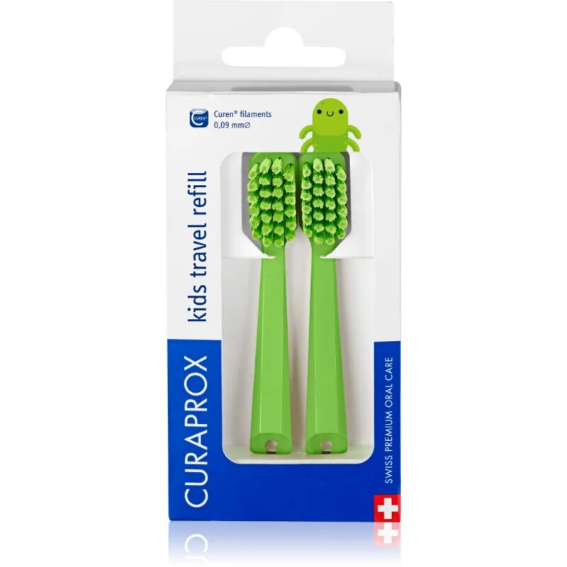 Curaprox Kids Travel refill náhradní hlavice na zubní kartáček Green 2 ks