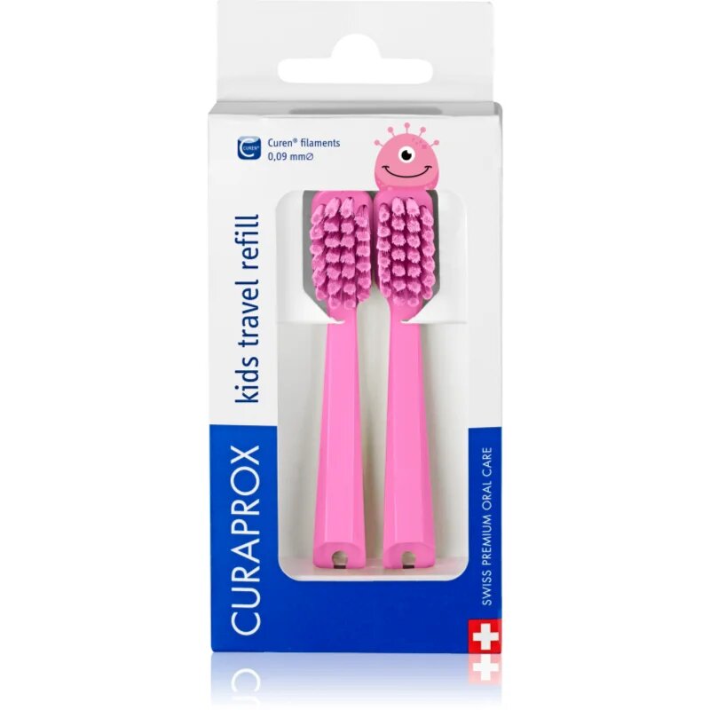 Curaprox Kids Travel refill náhradní hlavice na zubní kartáček Pink 2 ks