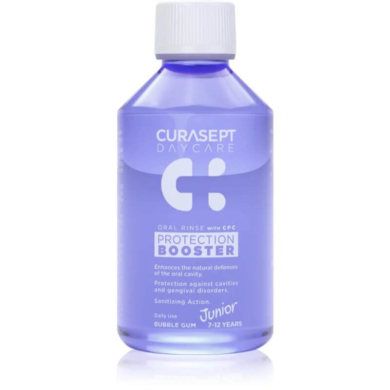 Curasept Daycare Protection Junior Booster ústní voda pro děti 7-12 years Bubble Gum 250 ml