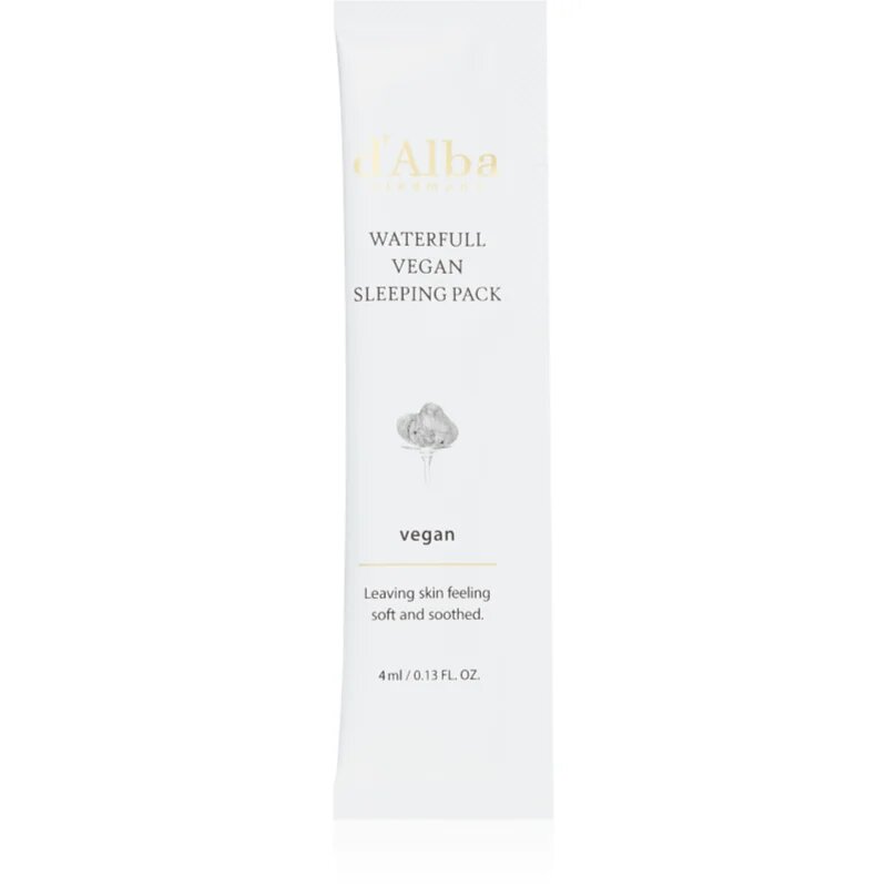 d'Alba Waterfull Vegan Sleeping Pack uklidňující hydratační maska na noc 4x12 ml
