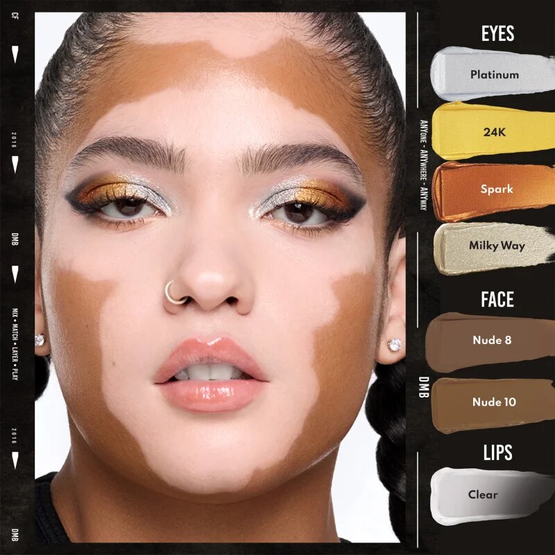 Danessa Myricks Beauty Colorfix Liquid Metals multifunkční líčidlo pro oči rty a tvář odstín Platinum 10 ml