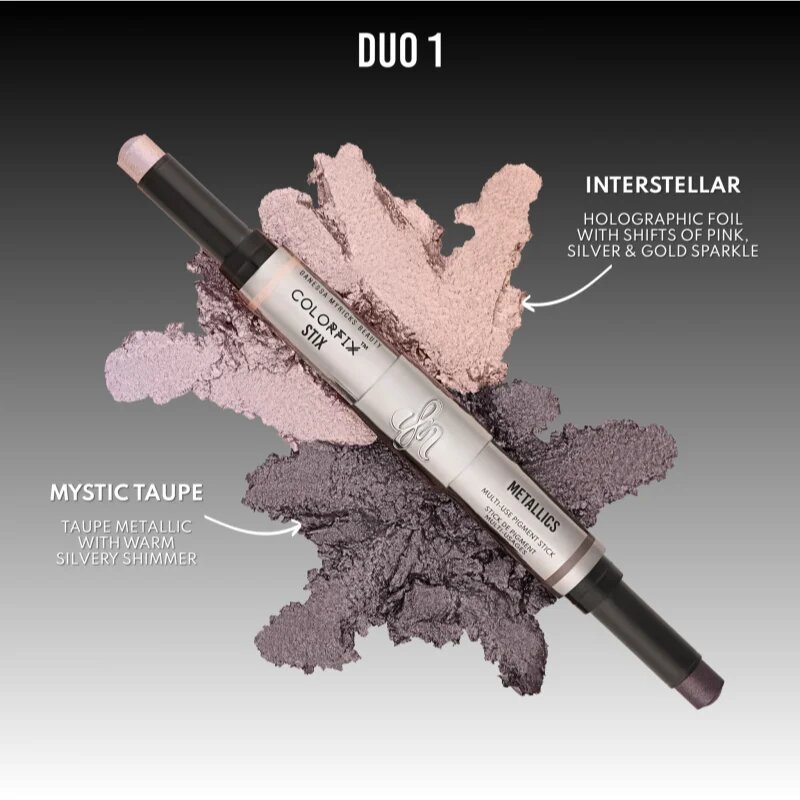 Danessa Myricks Beauty Colorfix Stix multifunkční líčidlo pro oči rty a tvář odstín Duo 1 Interstellar/Mystic Taupe 2x3 g