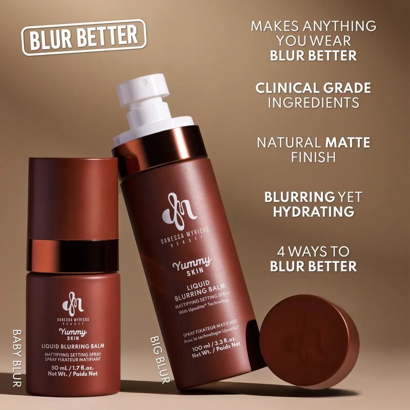 Danessa Myricks Beauty Yummy Skin Liquid Blurring Balm Setting Spray fixační sprej na make-up s hydratačním účinkem 100 ml