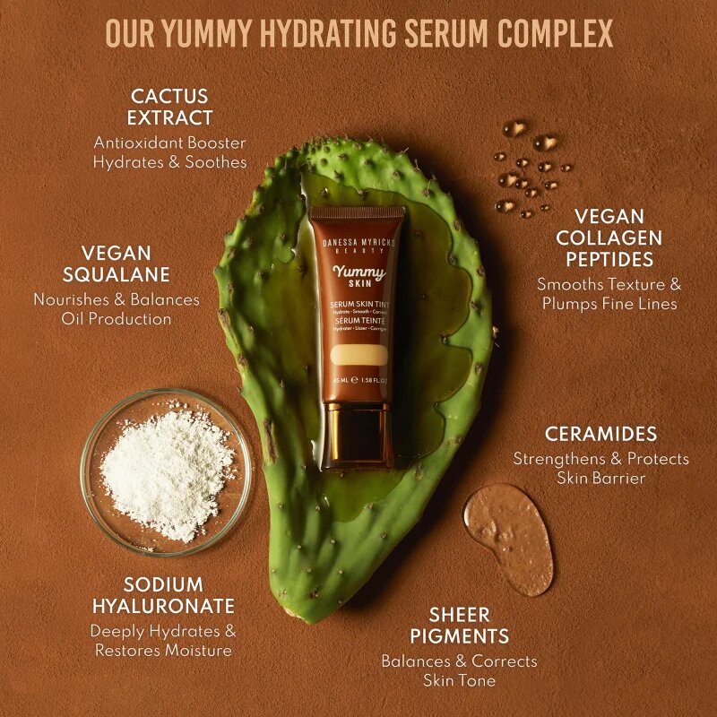 Danessa Myricks Beauty Yummy Skin Serum Skin Tint hydratační make-up s vyhlazujícím účinkem odstín 15 - Deep with Neutral Undertones 45 ml