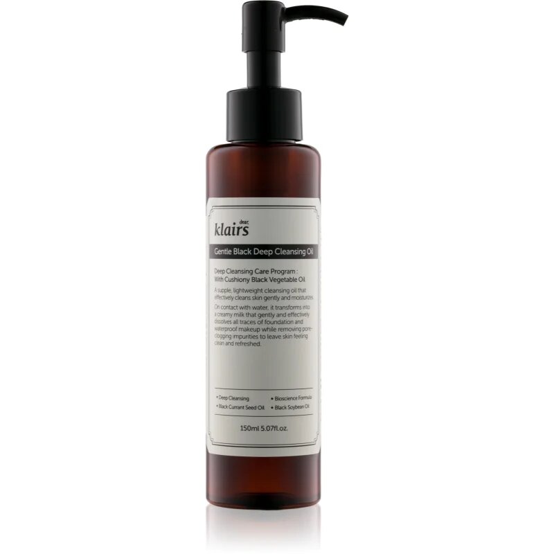 Dear Klairs Gentle Black Deep Cleansing Oil hloubkově čisticí olej pro mastnou pleť 150 ml