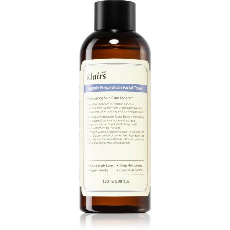 Dear Klairs Supple Preparation Facial Toner hydratační tonikum vyrovnávající pH pleti 180 ml