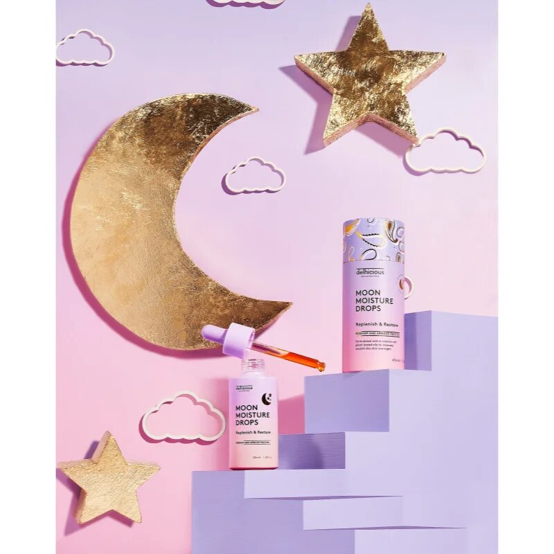delhicious MOON MOISTURE DROPS vyživující olejové sérum pro regeneraci a obnovu pleti 40 ml