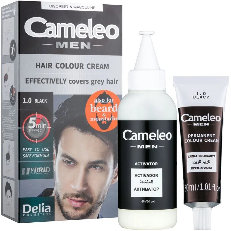 Delia Cosmetics Cameleo Men barva na vlasy odstín 1.0 Black 30 ml
