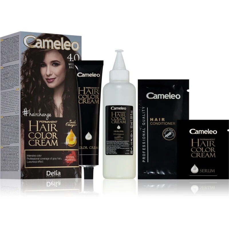 Delia Cosmetics Cameleo Omega permanentní barva na vlasy odstín 4.0 Medium Brown 1 ks