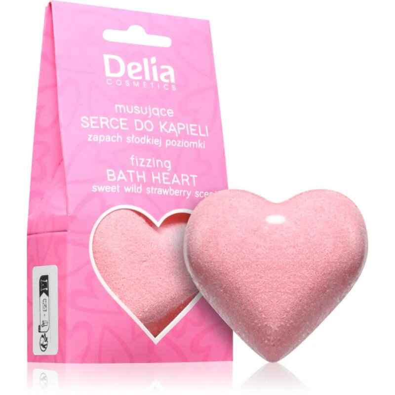 Delia Cosmetics Fizzing Bath Heart Wild Strawberry koupelová bomba s jahodovou příchutí 100 g