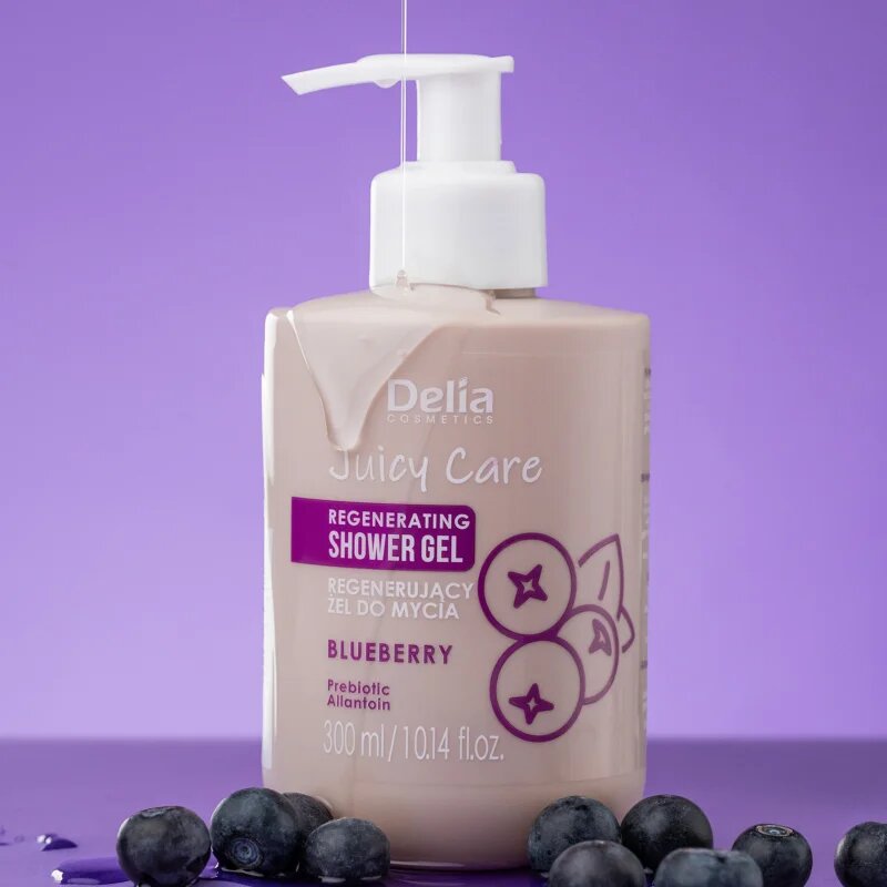 Delia Cosmetics Juicy Care Blueberry regenerační sprchový gel 300 ml