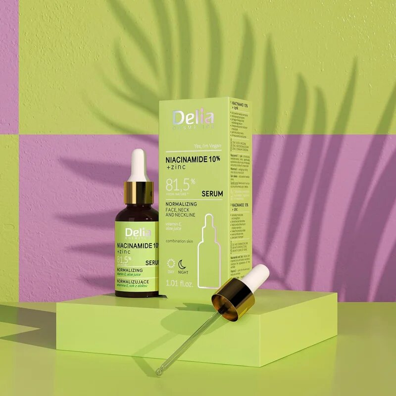 Delia Cosmetics Niacinamide 10% + zinc obnovující sérum na obličej krk a dekolt 30 ml