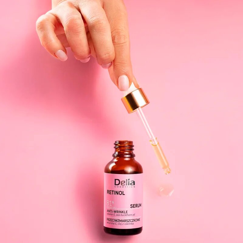 Delia Cosmetics Retinol protivráskové sérum na obličej krk a dekolt 30 ml