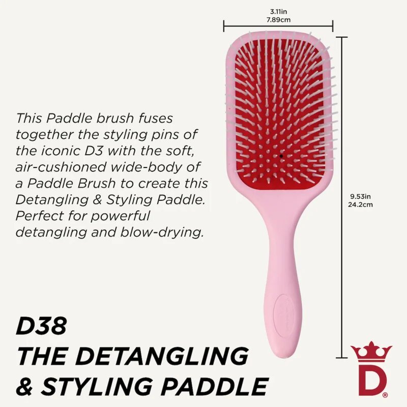Denman Detangling D38 The Detangling & Styling Paddle velký plochý kartáč pro dlouhé vlasy Pink Crush 1 ks
