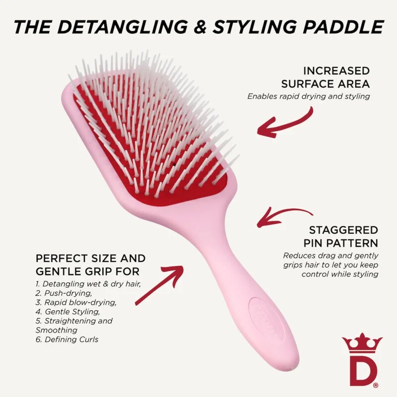 Denman Detangling D38 The Detangling & Styling Paddle velký plochý kartáč pro dlouhé vlasy Pink Crush 1 ks