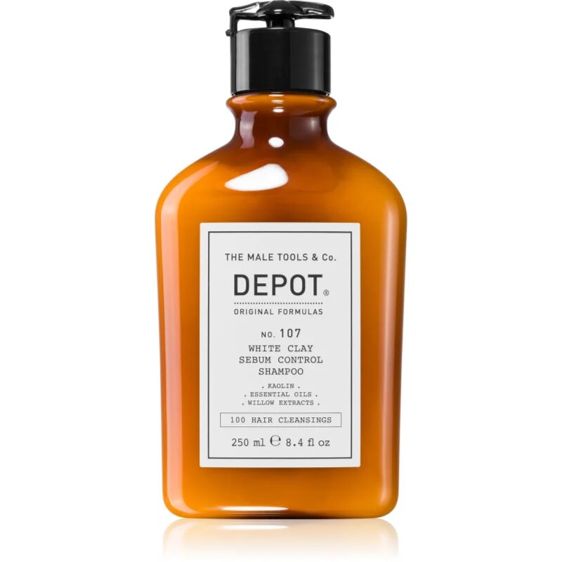 DEPOT 100 HAIR CLEANSING NO. 107 WHITE CLAY SEBUM SHAMPOO čisticí šampon pro mastné vlasy a vlasovou pokožku 250 ml