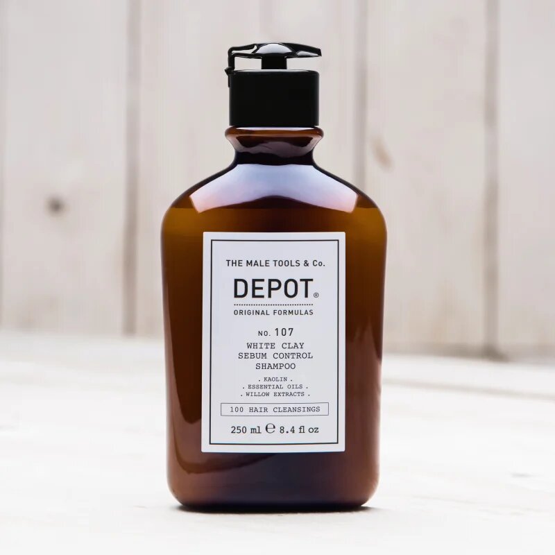 DEPOT 100 HAIR CLEANSING NO. 107 WHITE CLAY SEBUM SHAMPOO čisticí šampon pro mastné vlasy a vlasovou pokožku 250 ml