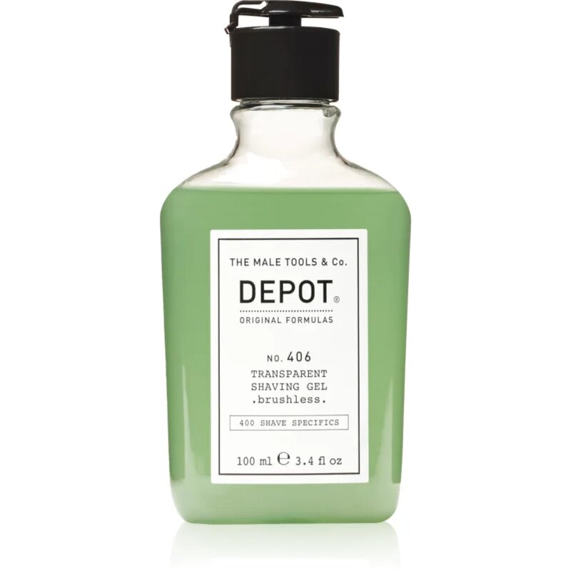DEPOT 400 SHAVE SPECIFICS NO. 406 TRANSPARENT SHAVING GEL .brushless. gel na holení brushless 100 ml